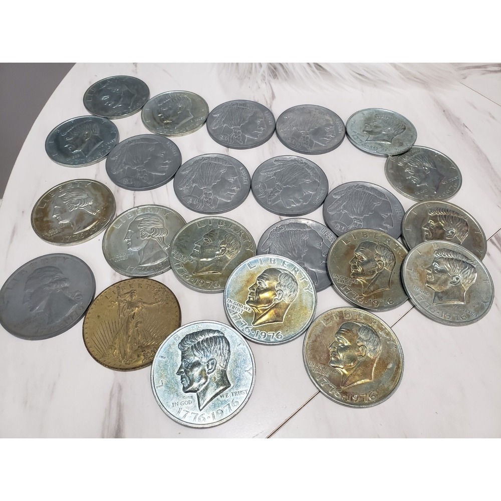 Lot 23 Collectable 3" Paperweight Coins Quarter Buffalo Nickle Half‎ Dollar